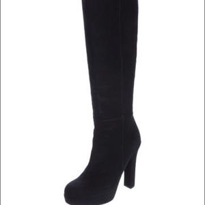 YVES SAINT LAURENT SUEDE KNEE BOOTS